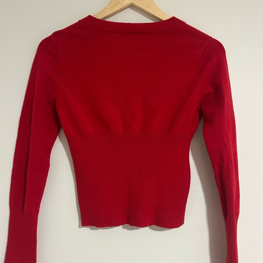 Red Button-Up Cardigan - Picture 2 of 3